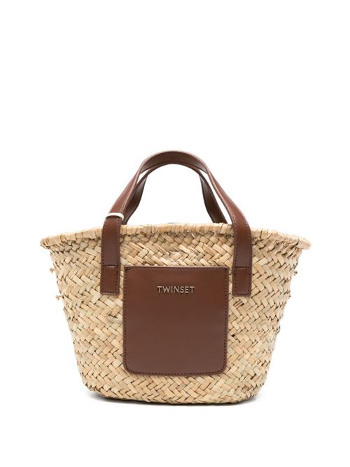 Borsa shopper bambina Twinset in paglia bicolore paglia e cuoio TWINSET Kids | 261GJ801411617